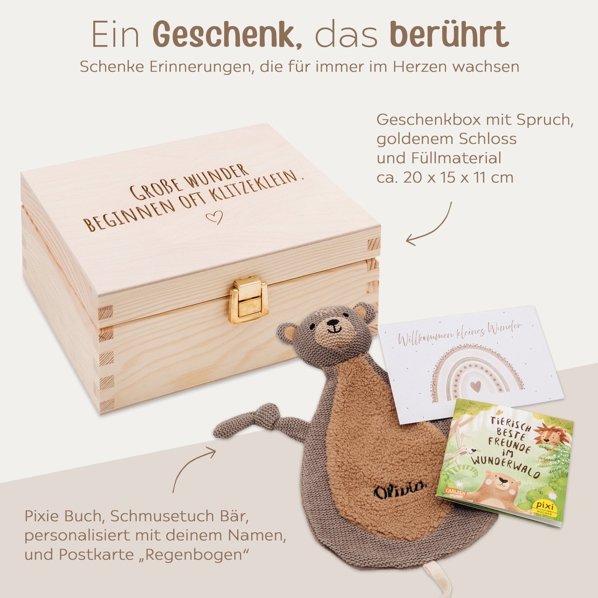 Geschenkbox Geburt - Schmusetuch + Pixi Buch + Postkarte - wunderwunsch