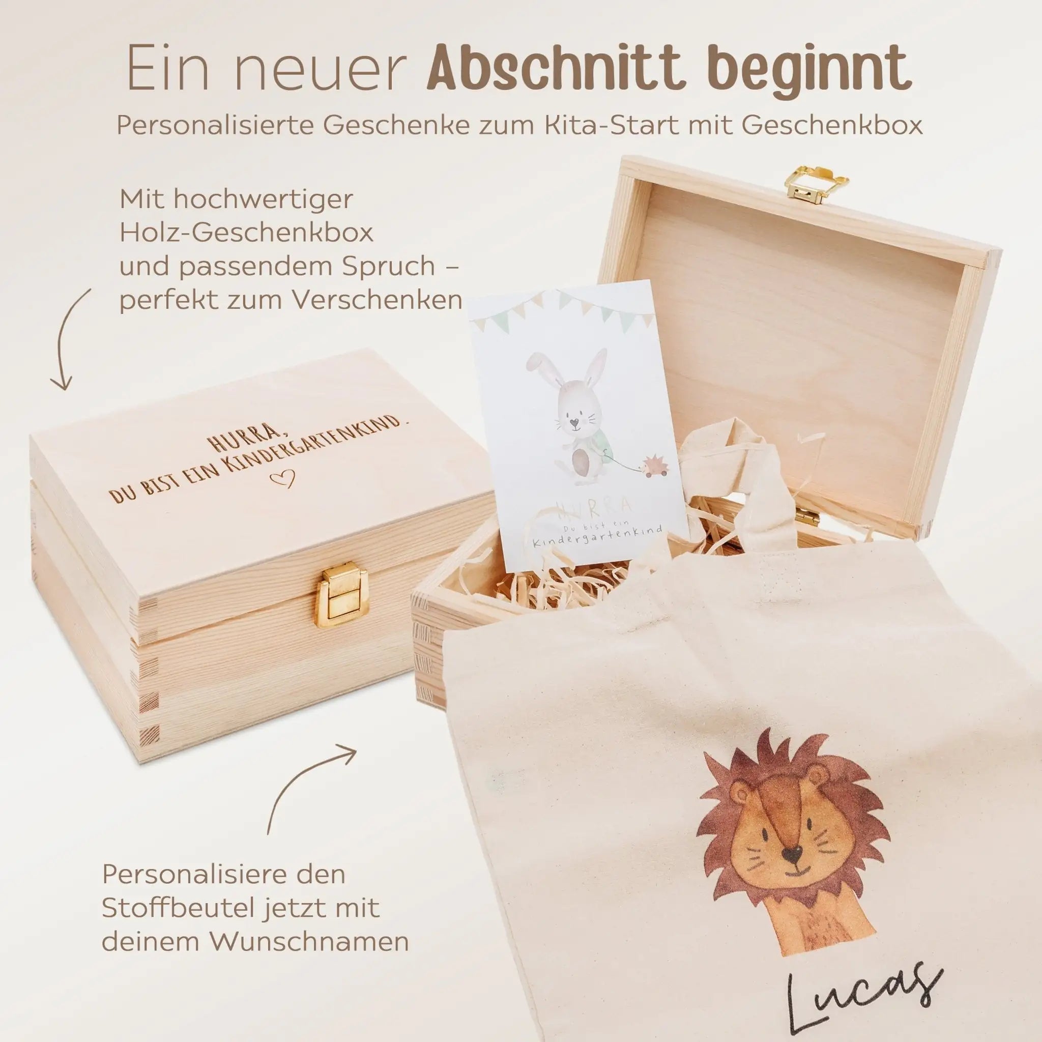 Geschenkbox Kitastart - Stoffbeutel + Postkarte - wunderwunsch