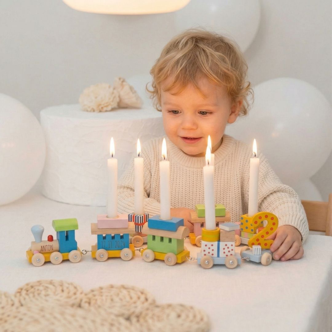 GOKI Geburtstagszug Bunt personalisierbar - wunderwunsch