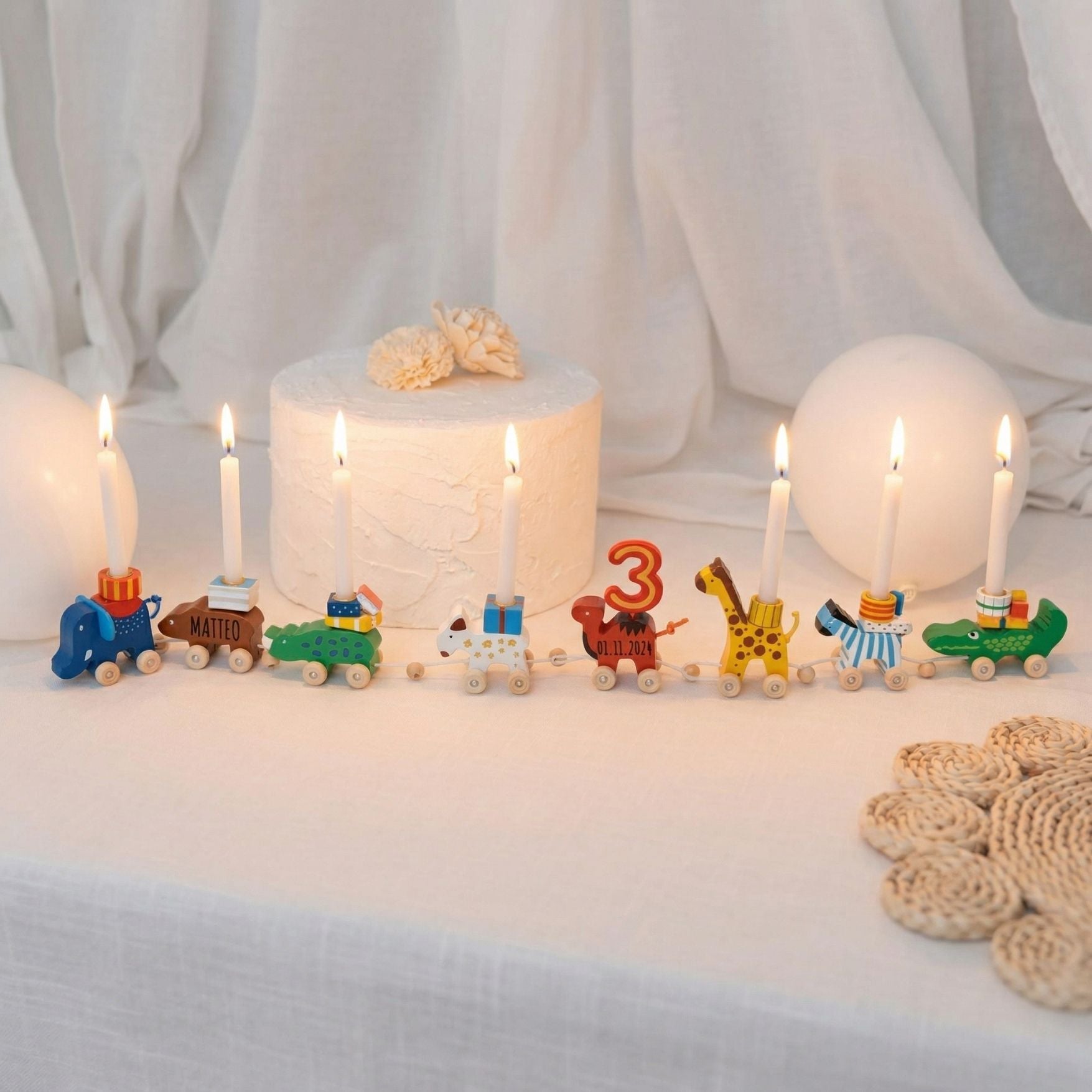 GOKI Geburtstagszug Tier Karawane personalisierbar - wunderwunsch