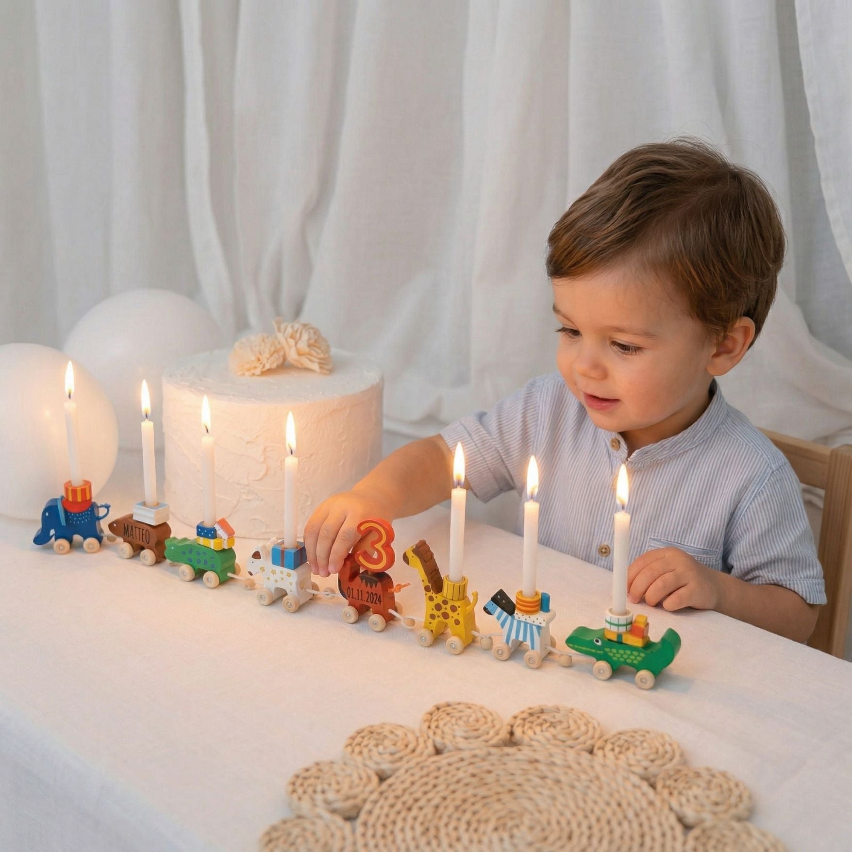 GOKI Geburtstagszug Tier Karawane personalisierbar - wunderwunsch