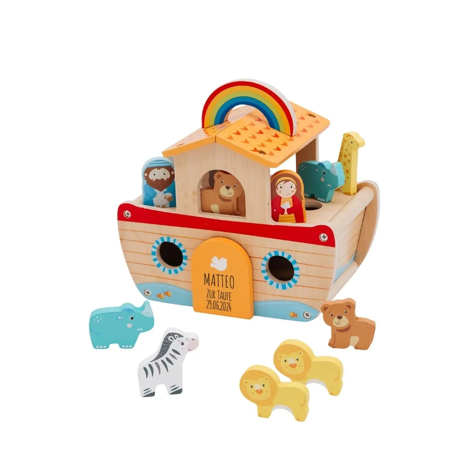 GOKI Kleine bunte Arche mit Regenbogen personalisierbar - wunderwunsch