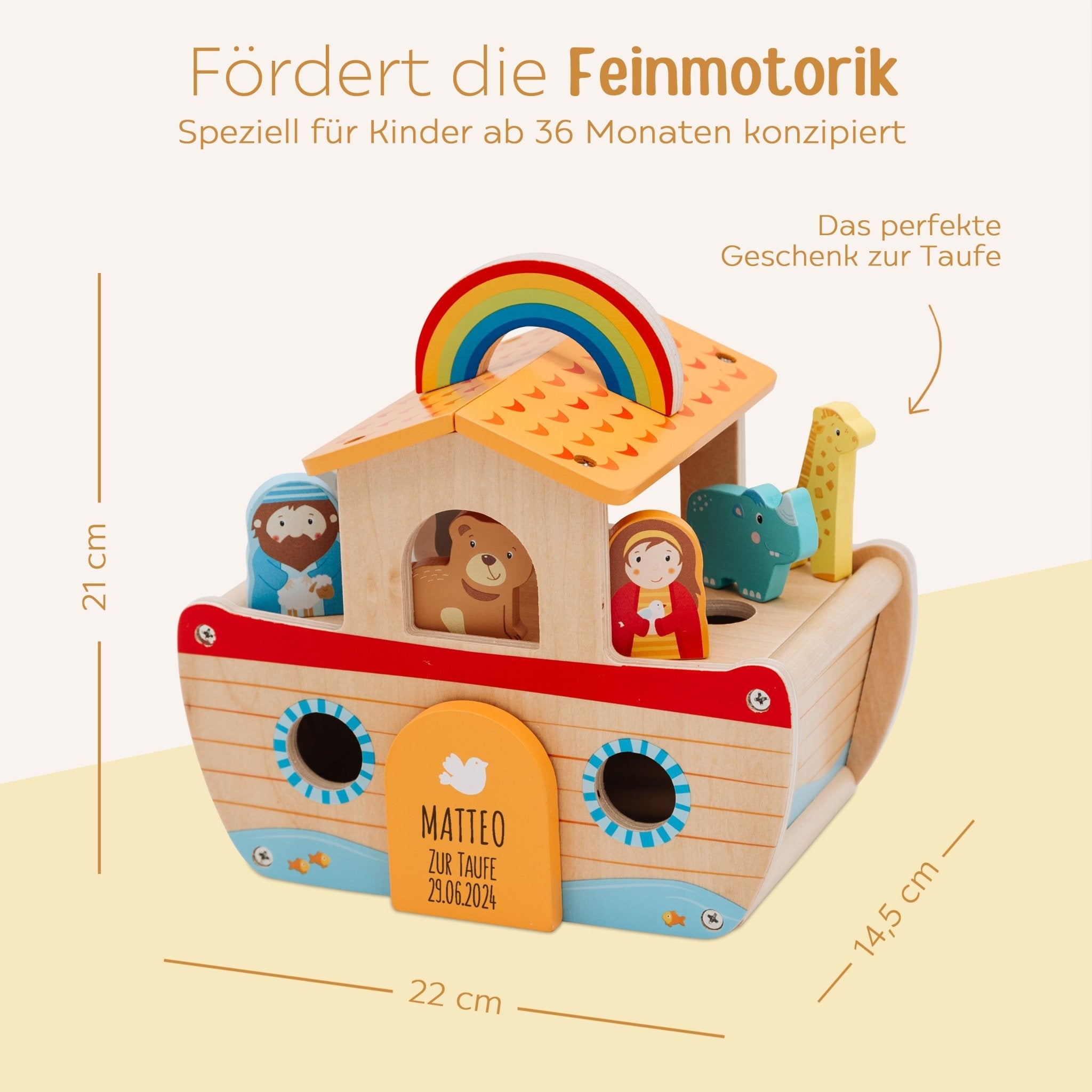 GOKI Kleine bunte Arche mit Regenbogen personalisiert - wunderwunsch