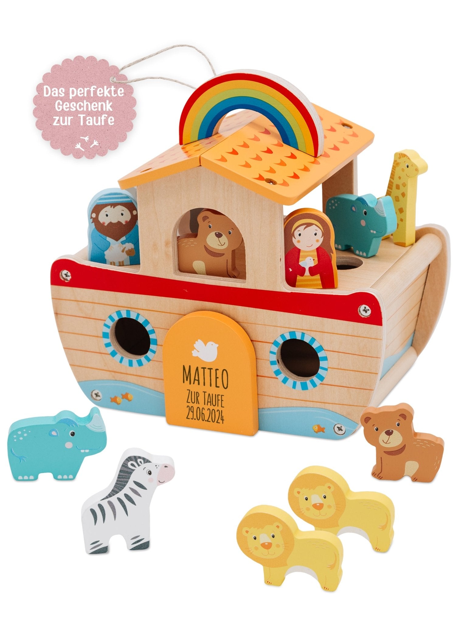 GOKI Kleine bunte Arche mit Regenbogen personalisiert - wunderwunsch