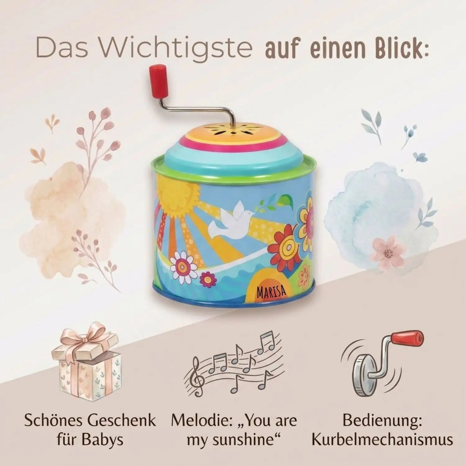 GOKI Musikspieldose Sonnenglück personalisierbar - wunderwunsch