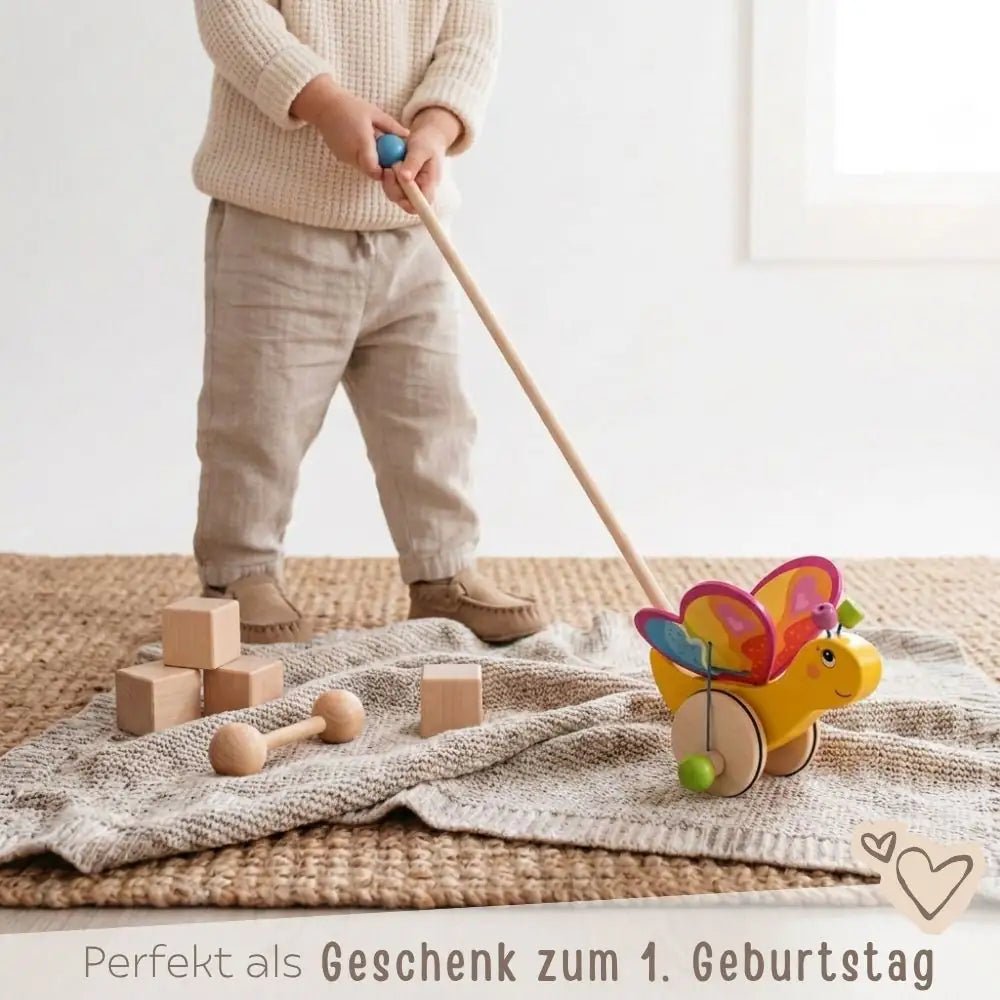 GOKI Schiebetier Schmetterling Holz personalisierbar - wunderwunsch