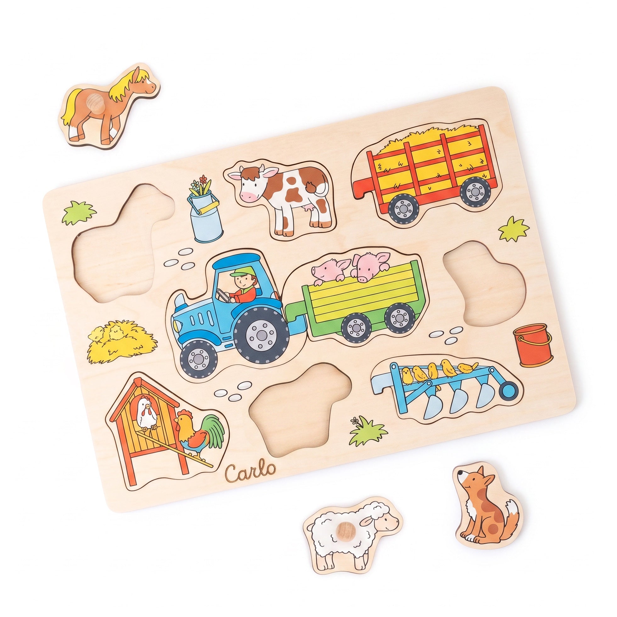 GOKI Steckpuzzle "Bauernhof" personalisierbar - wunderwunsch