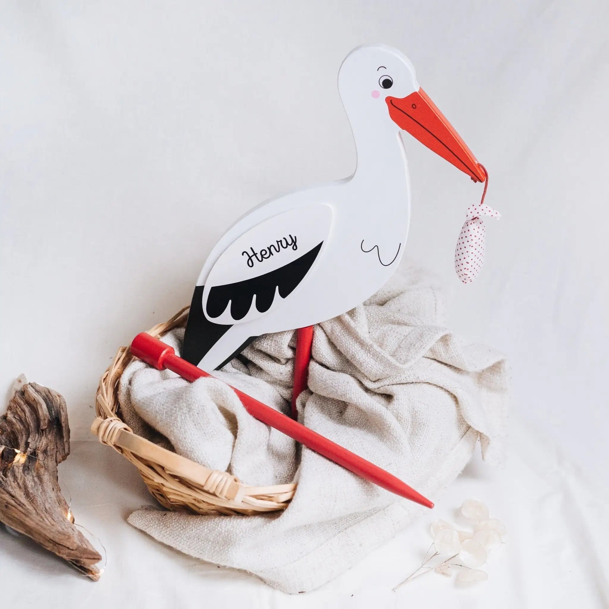 GOKI Storch mit Babytuch - wunderwunsch