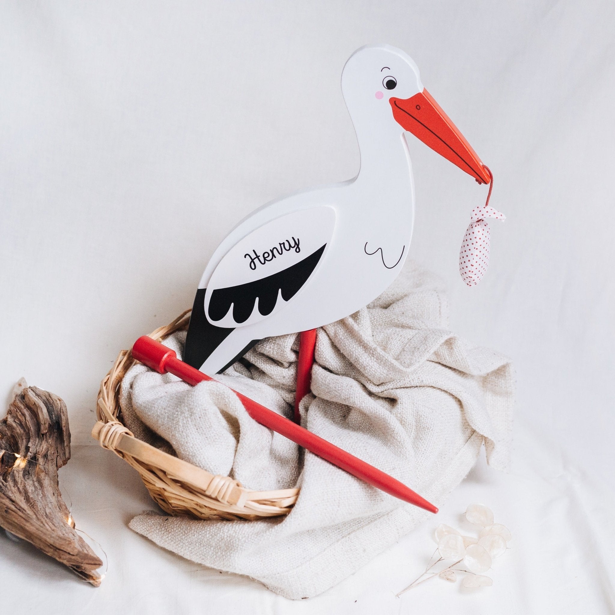 GOKI Storch mit Babytuch - wunderwunsch