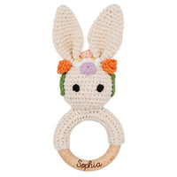 Greifling Hase mit Blumenkranz personalisiert