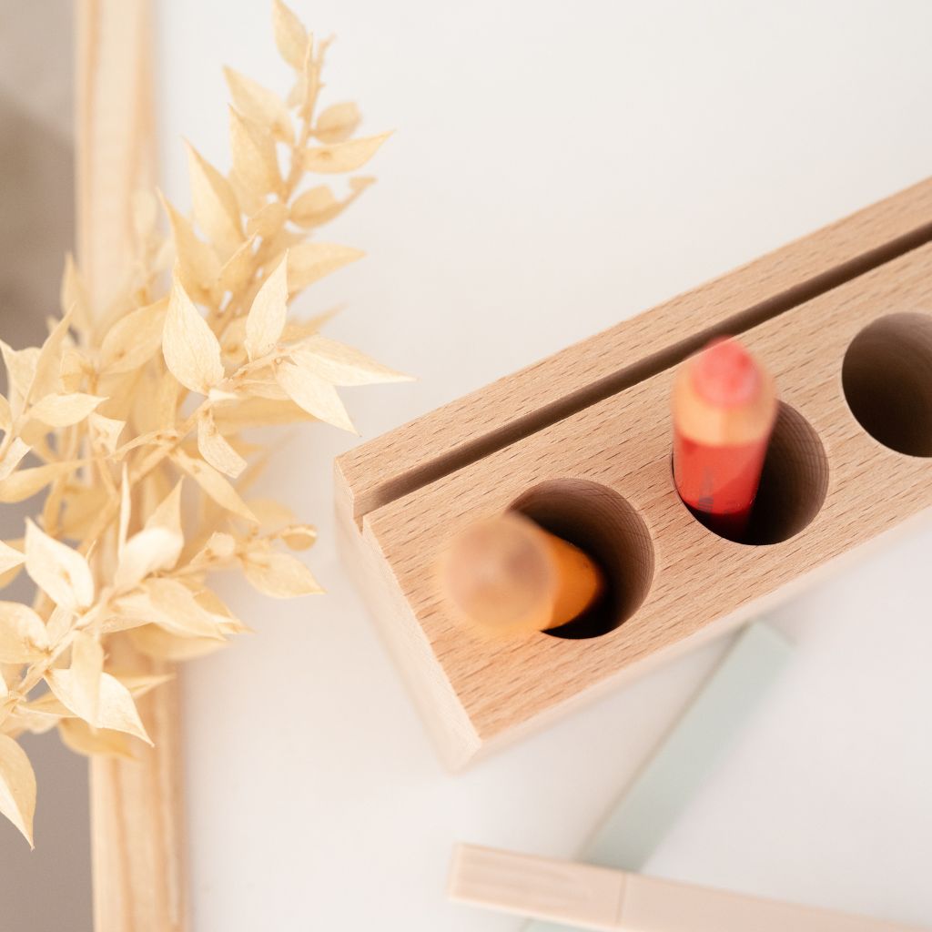 Holz Schreibtisch Organizer mit Papierschlitz personalisierbar - wunderwunsch