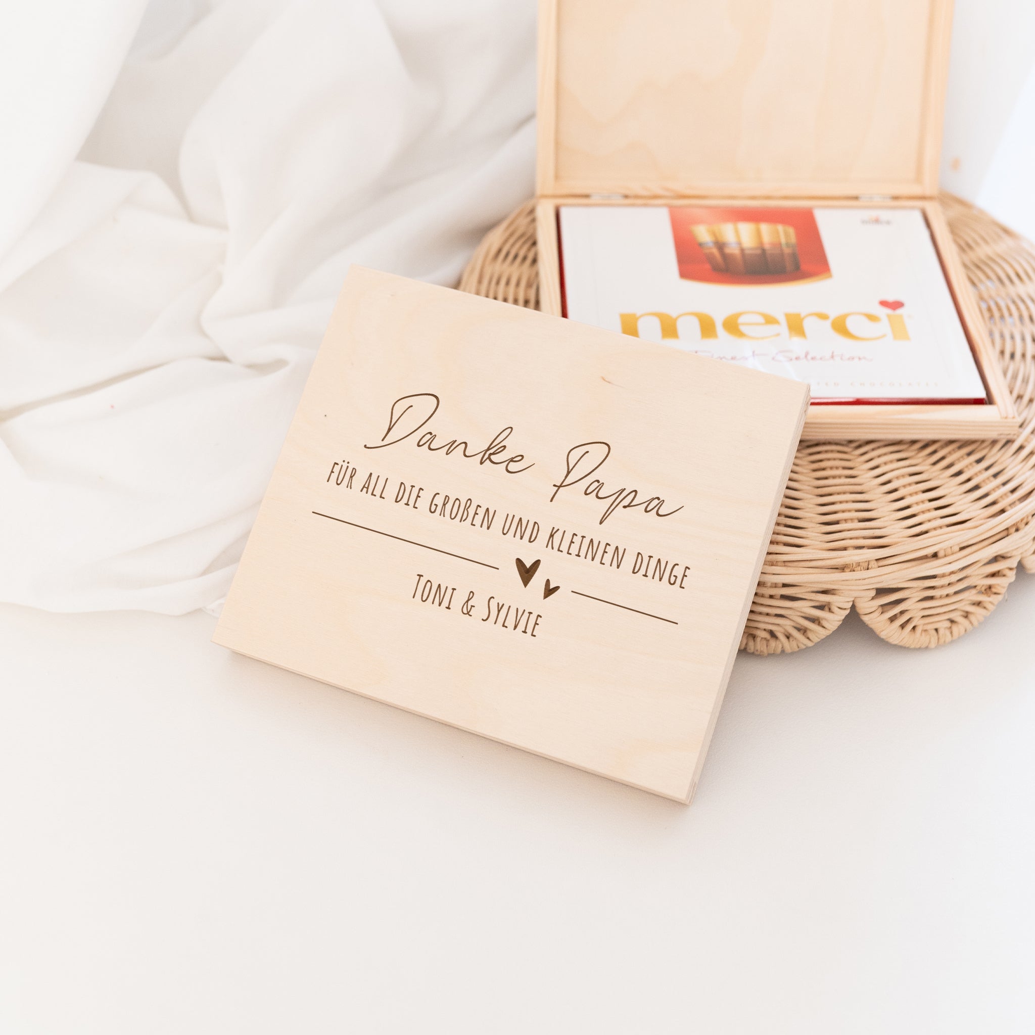 Holzbox Merci "Danke" - Mama/Papa - wunderwunsch