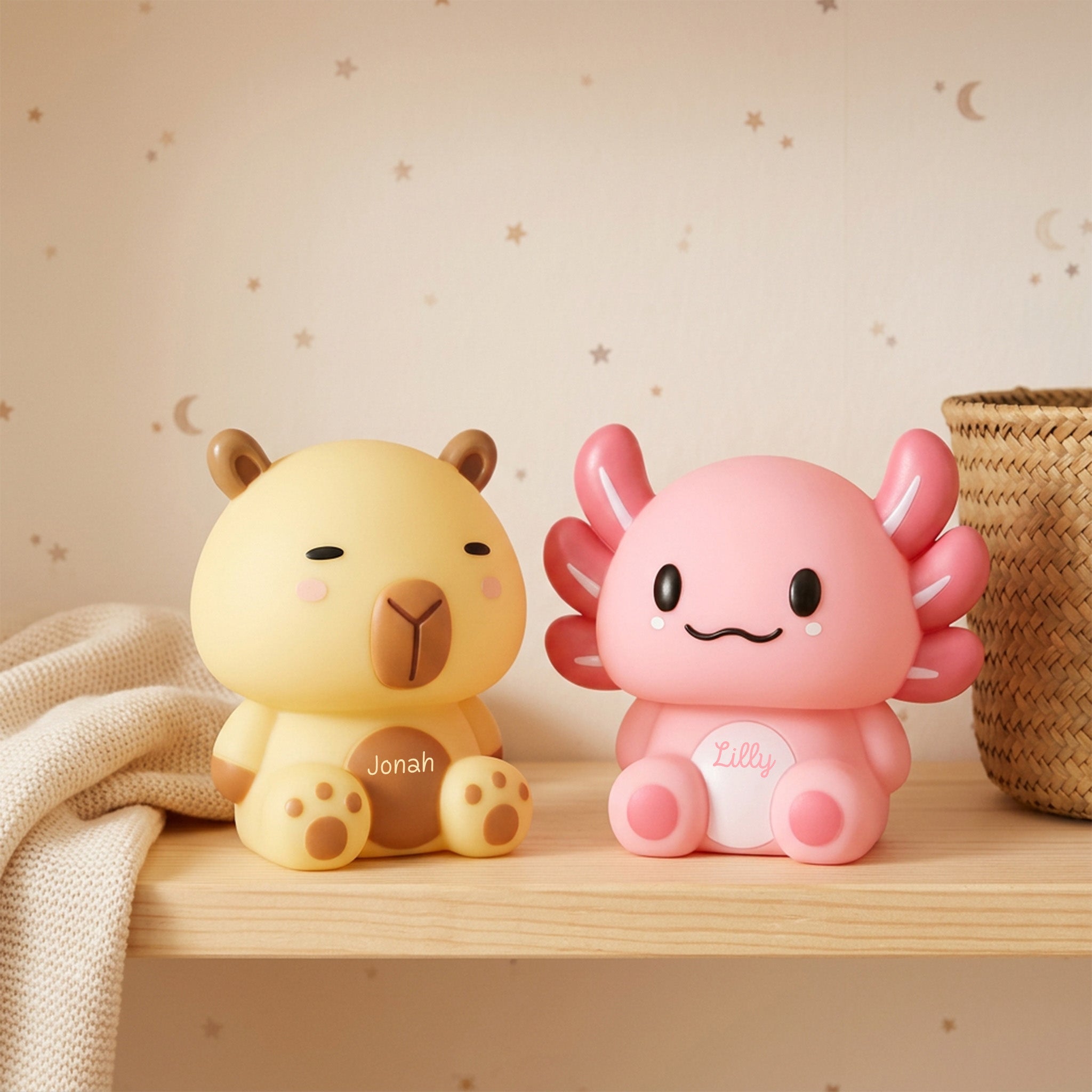iTotal Nachtlicht Axolotl & Capybara personalisierbar - wunderwunsch