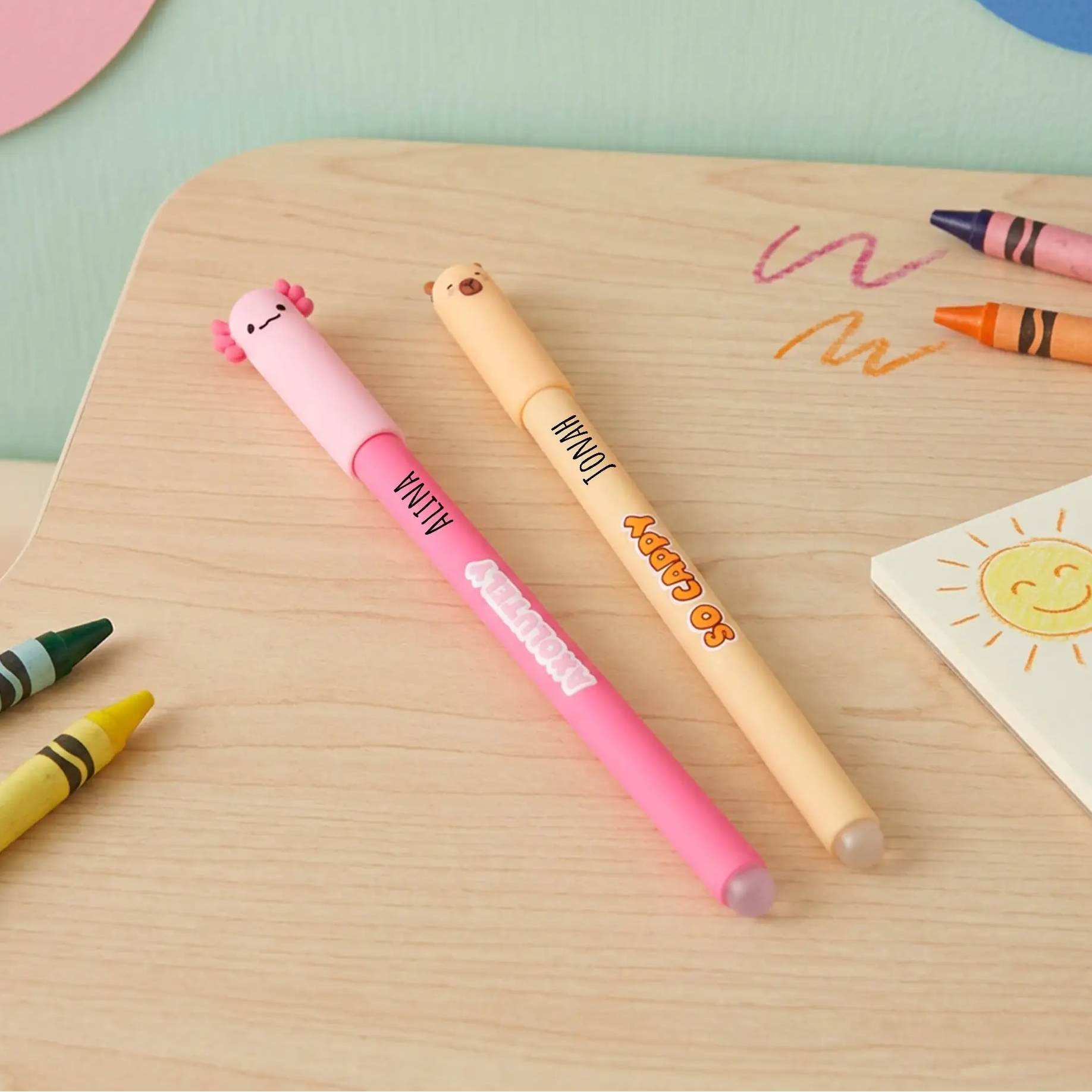 iTotal Radierbarer Stift Axolotl & Capybara personalisierbar - wunderwunsch