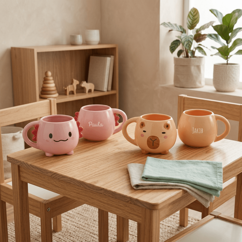 iTotal Tasse in Tierform Capybara & Axolotl personalisierbar - wunderwunsch