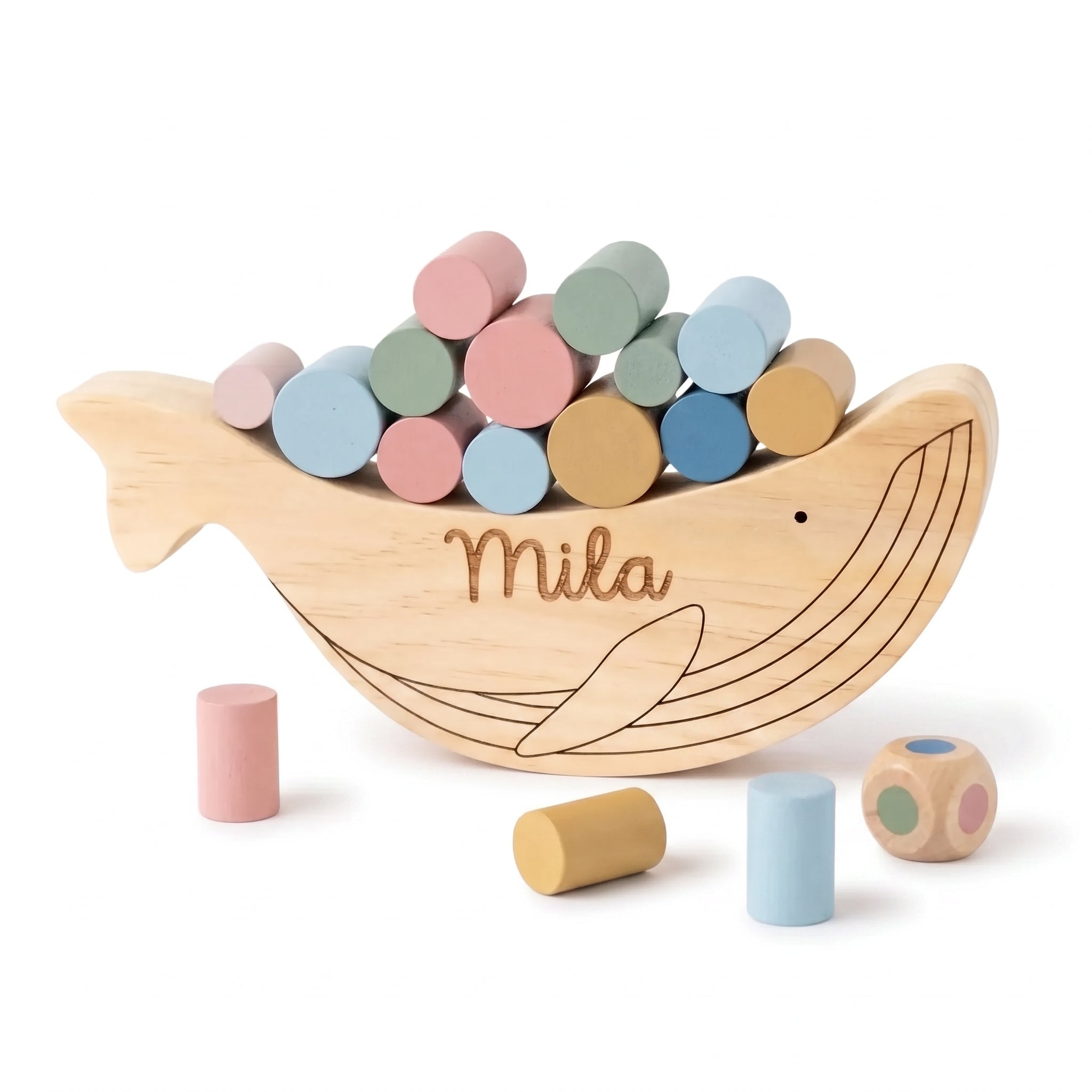 JABADABADO Balancierspiel Wal Holz personalisierbar