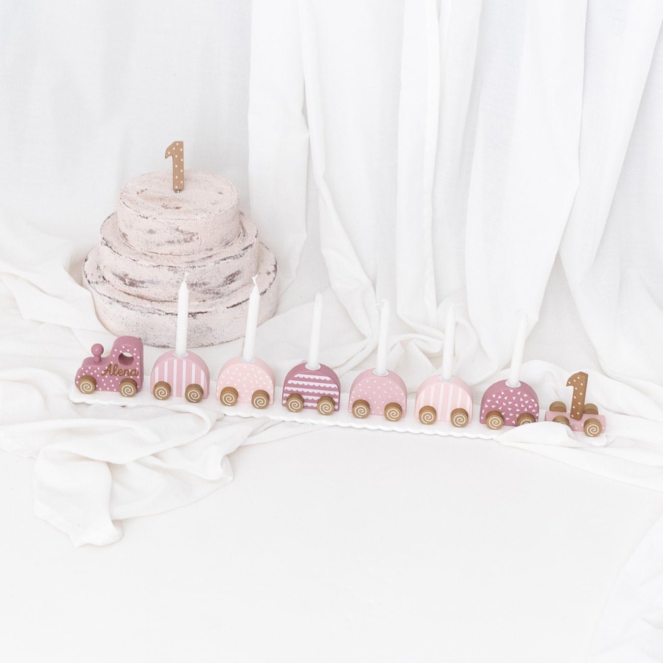 Jabadabado Geburtstagszug mit Kerzenhalter - rosa - wunderwunsch