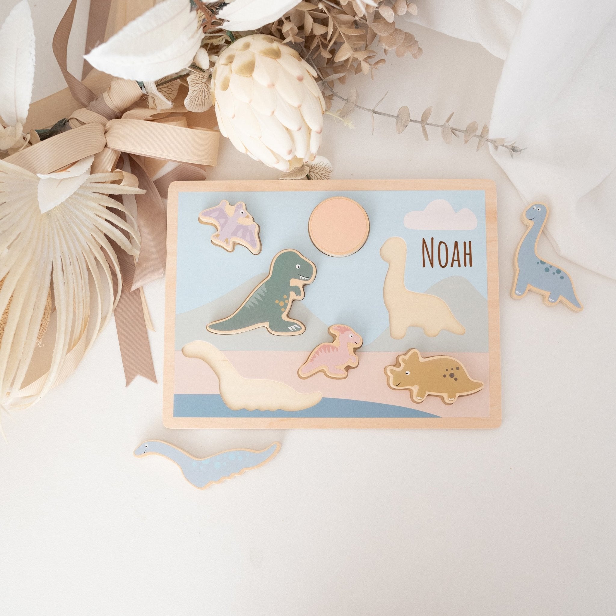 JABADABADO Steckpuzzle personalisiert - Safari, Dino & Einhorn - wunderwunsch