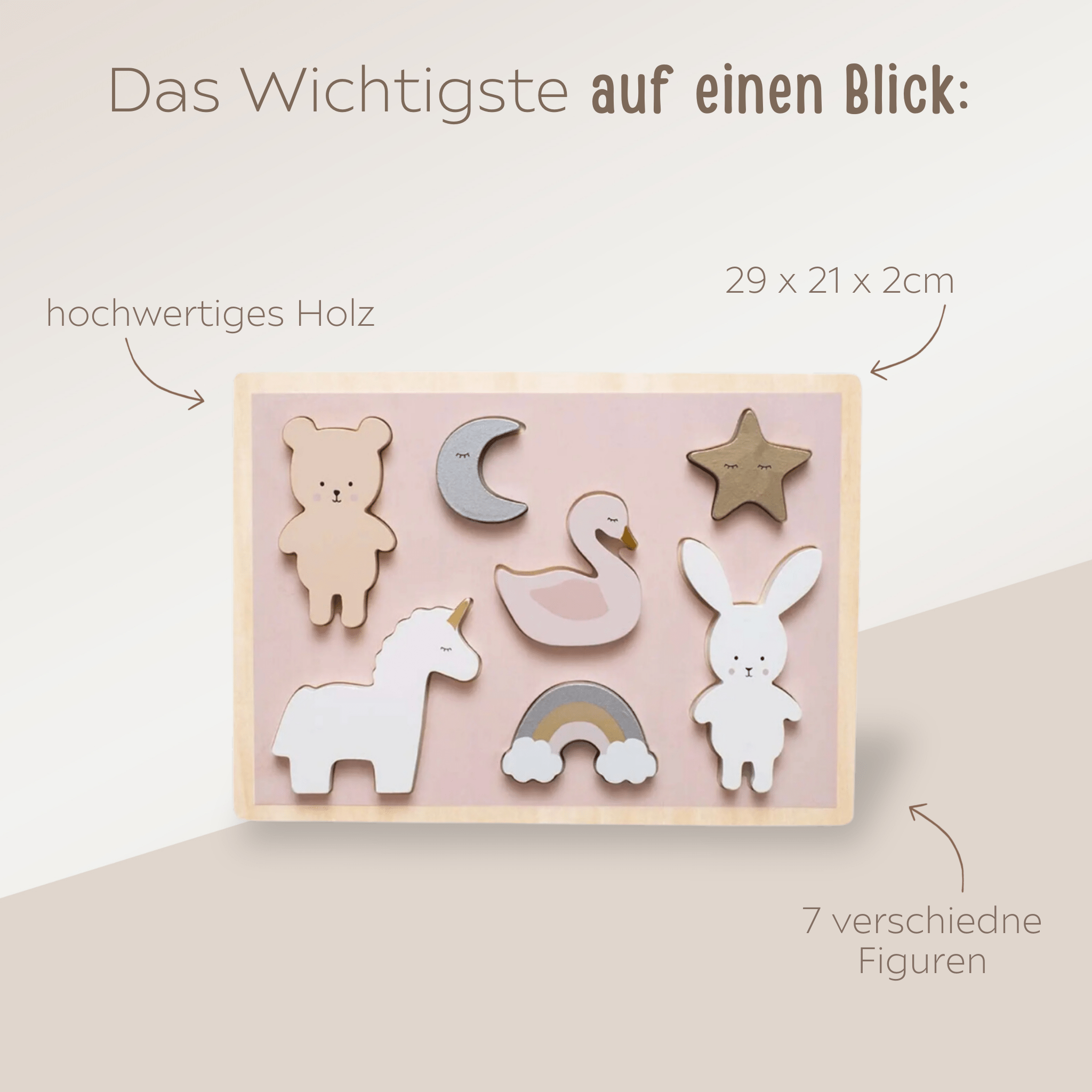 JABADABADO Steckpuzzle personalisiert - Safari, Dino & Einhorn - wunderwunsch