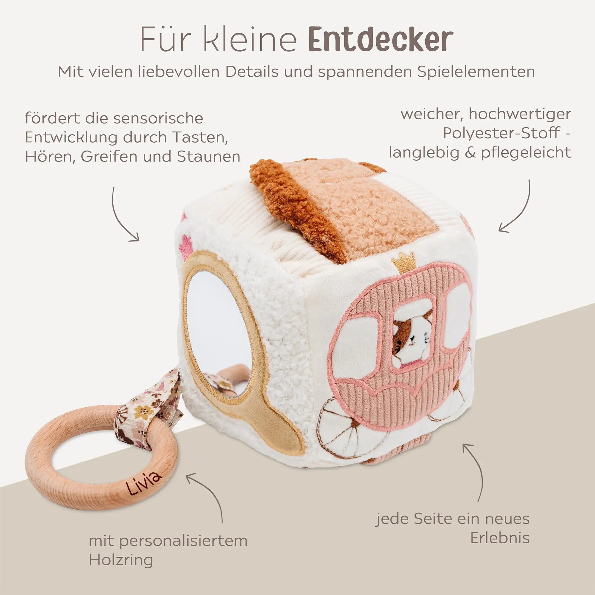 JOLLEIN Activity Stoffwürfel Märchenwelt personalisierbar - wunderwunsch