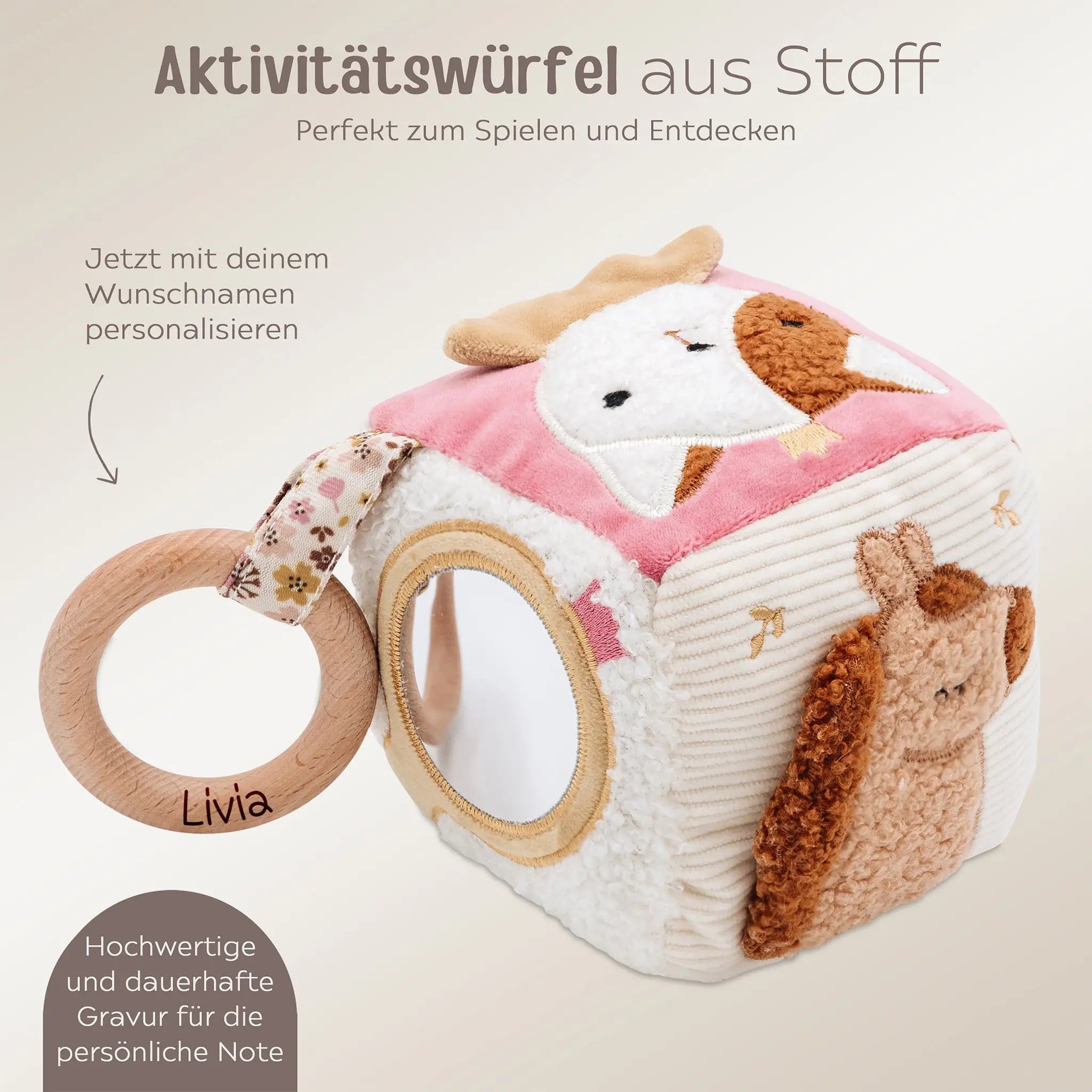 JOLLEIN Activity Stoffwürfel Märchenwelt personalisierbar - wunderwunsch