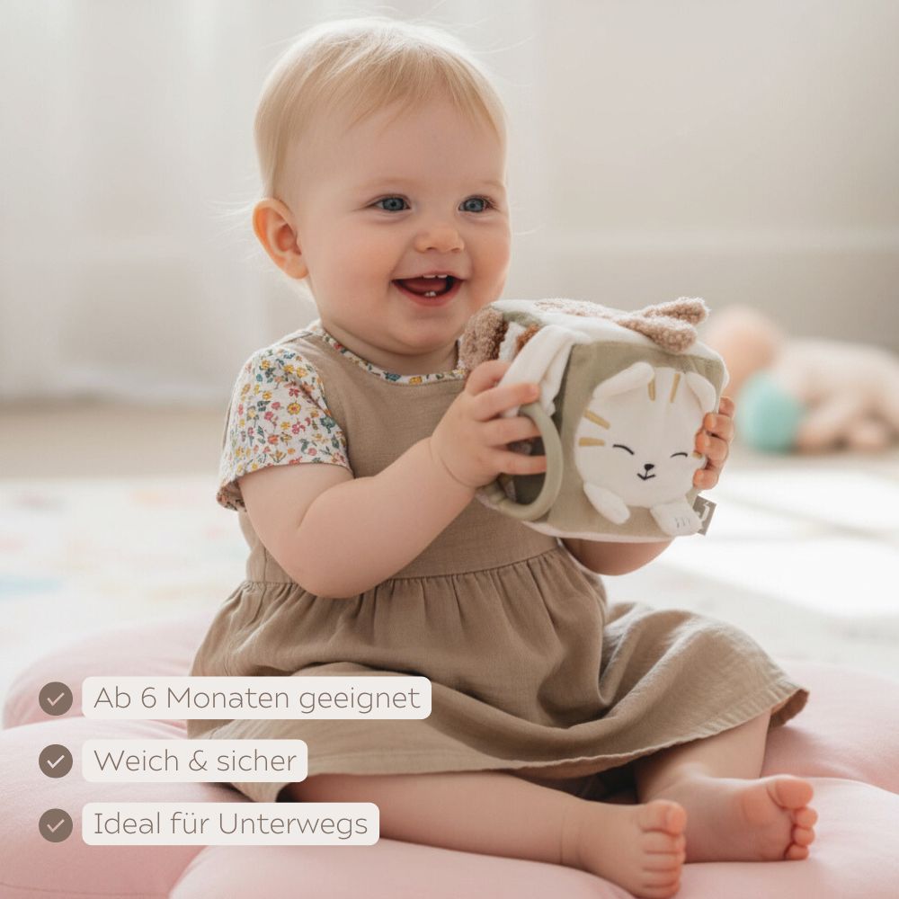 JOLLEIN Activity Stoffwürfel personalisierbar - Hund & Katze - wunderwunsch