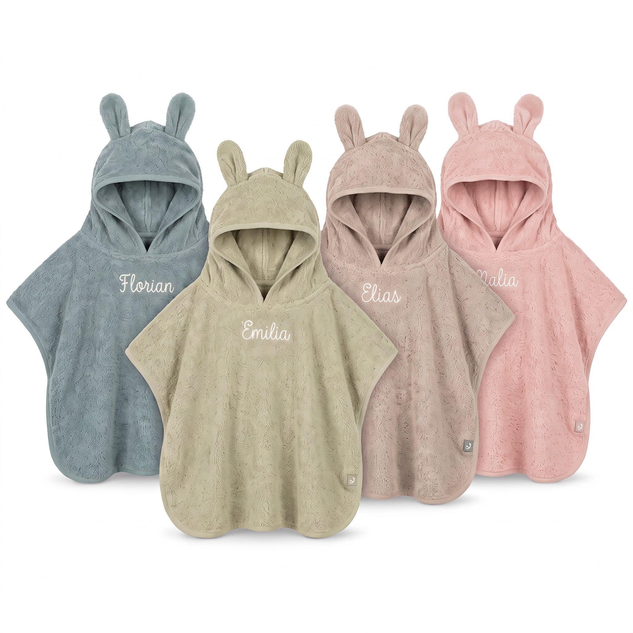 JOLLEIN Baby Badeponcho Frottee mit Ohren personalisiert - wunderwunsch