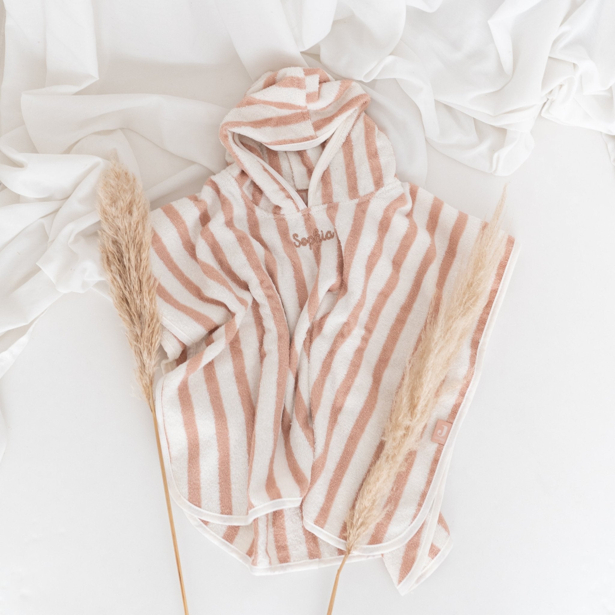 JOLLEIN Baby Badeponcho personalisiert - Gestreift Frottee - wunderwunsch