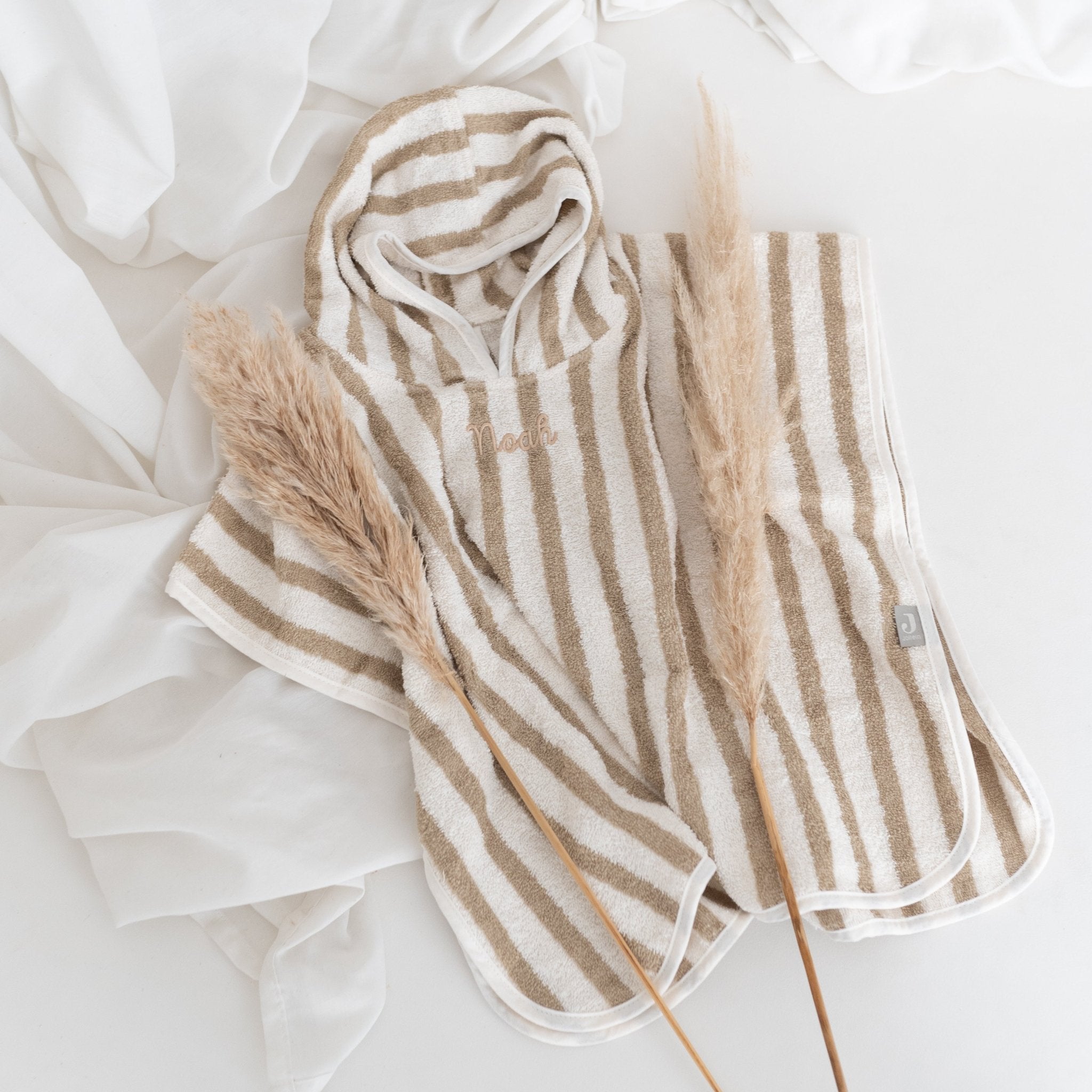 JOLLEIN Baby Badeponcho personalisiert - Gestreift Frottee - wunderwunsch