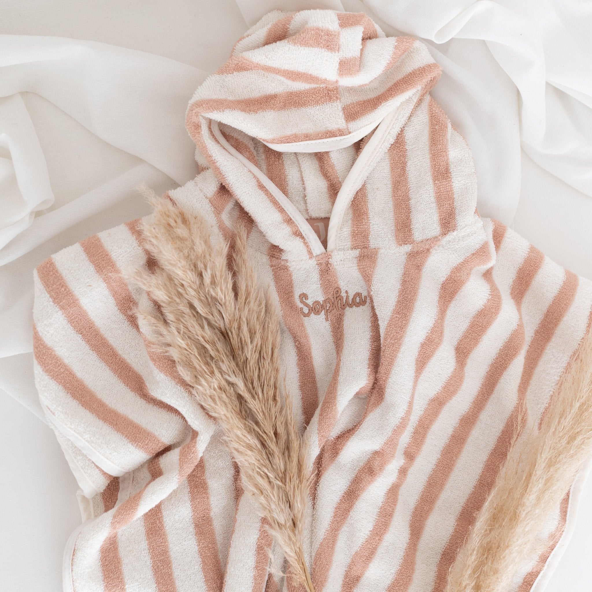 JOLLEIN Baby Badeponcho personalisiert - Gestreift Frottee - wunderwunsch