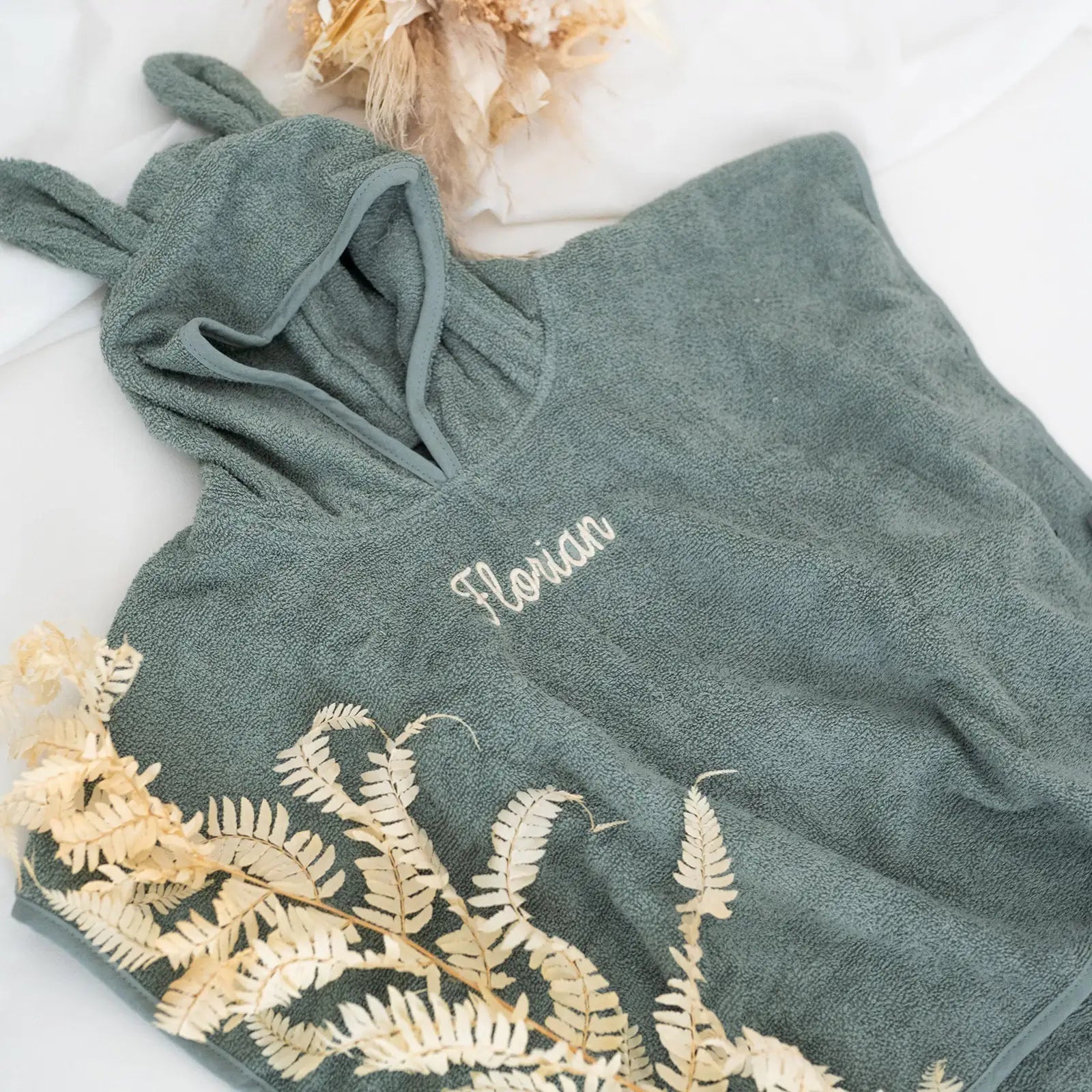 JOLLEIN Baby Badeponcho personalisiert mit Ohren Frottee - wunderwunsch