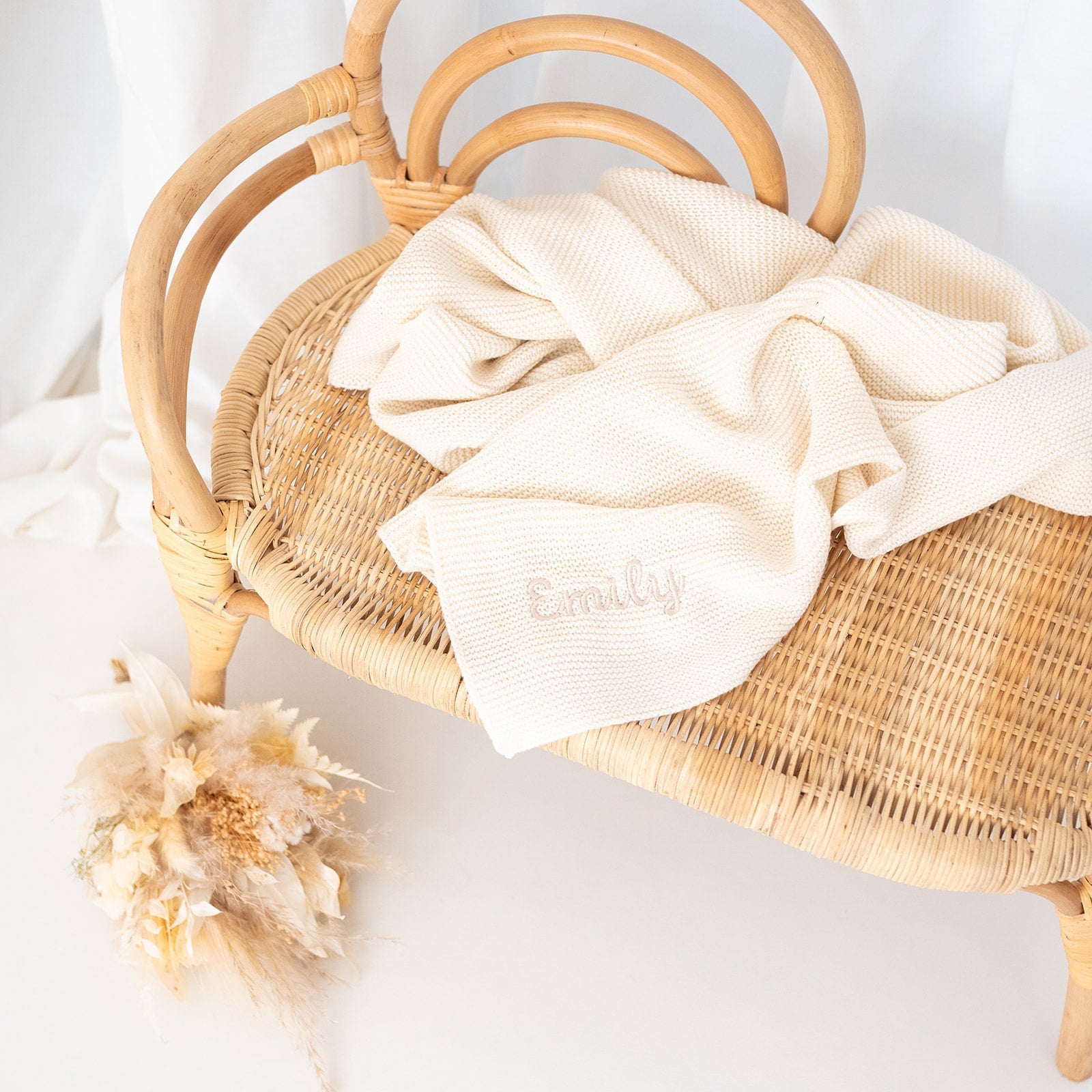JOLLEIN Baby Strickdecke personalisiert - rose, olivgrün, mintgrün, creme - wunderwunsch