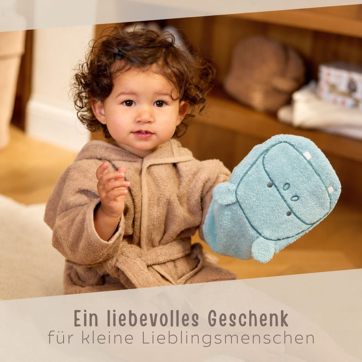 JOLLEIN Baby Waschhandschuh personalisiert - Hippo, Schaf, Strauß - wunderwunsch
