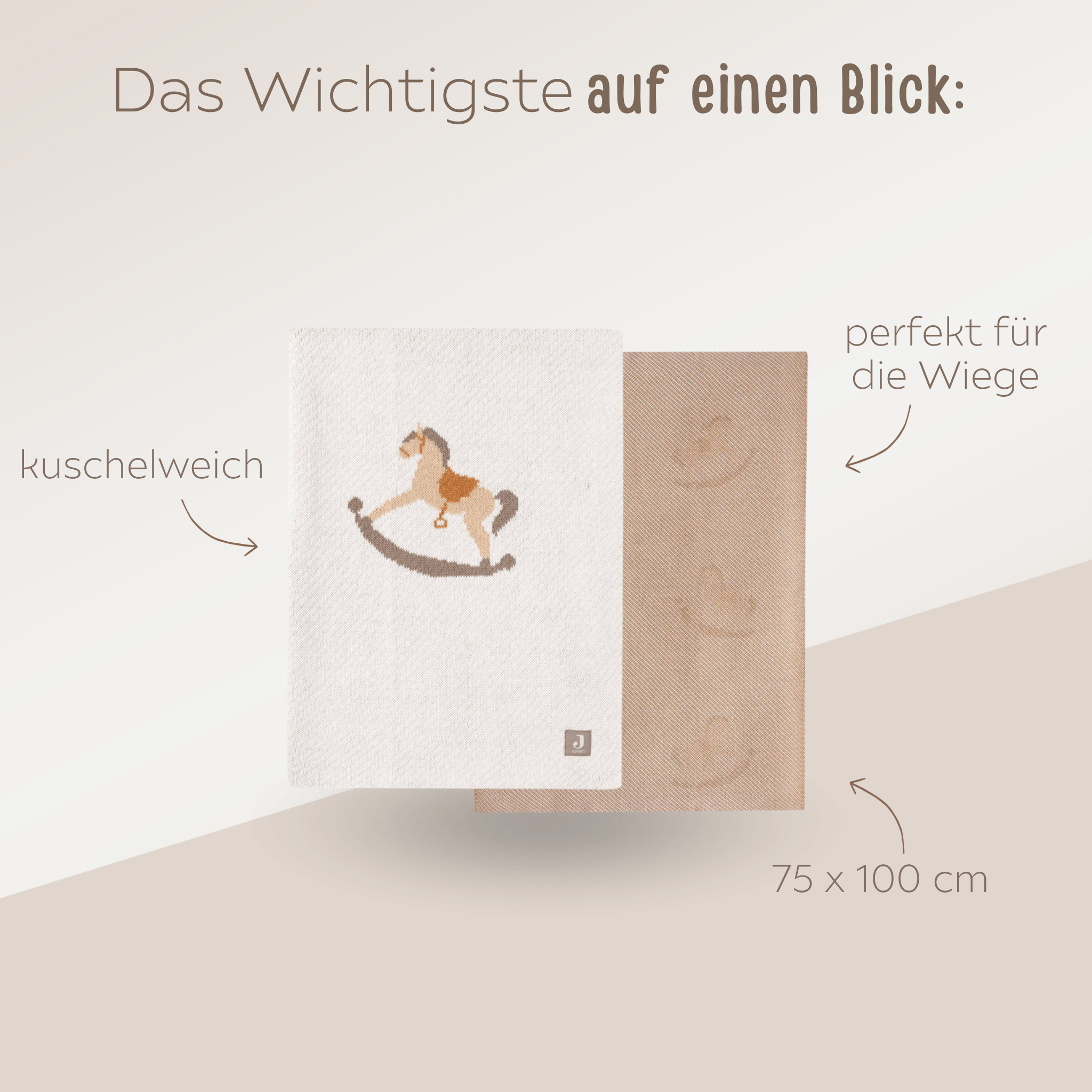 JOLLEIN Babydecke mit Schaukelpferd Print - wunderwunsch
