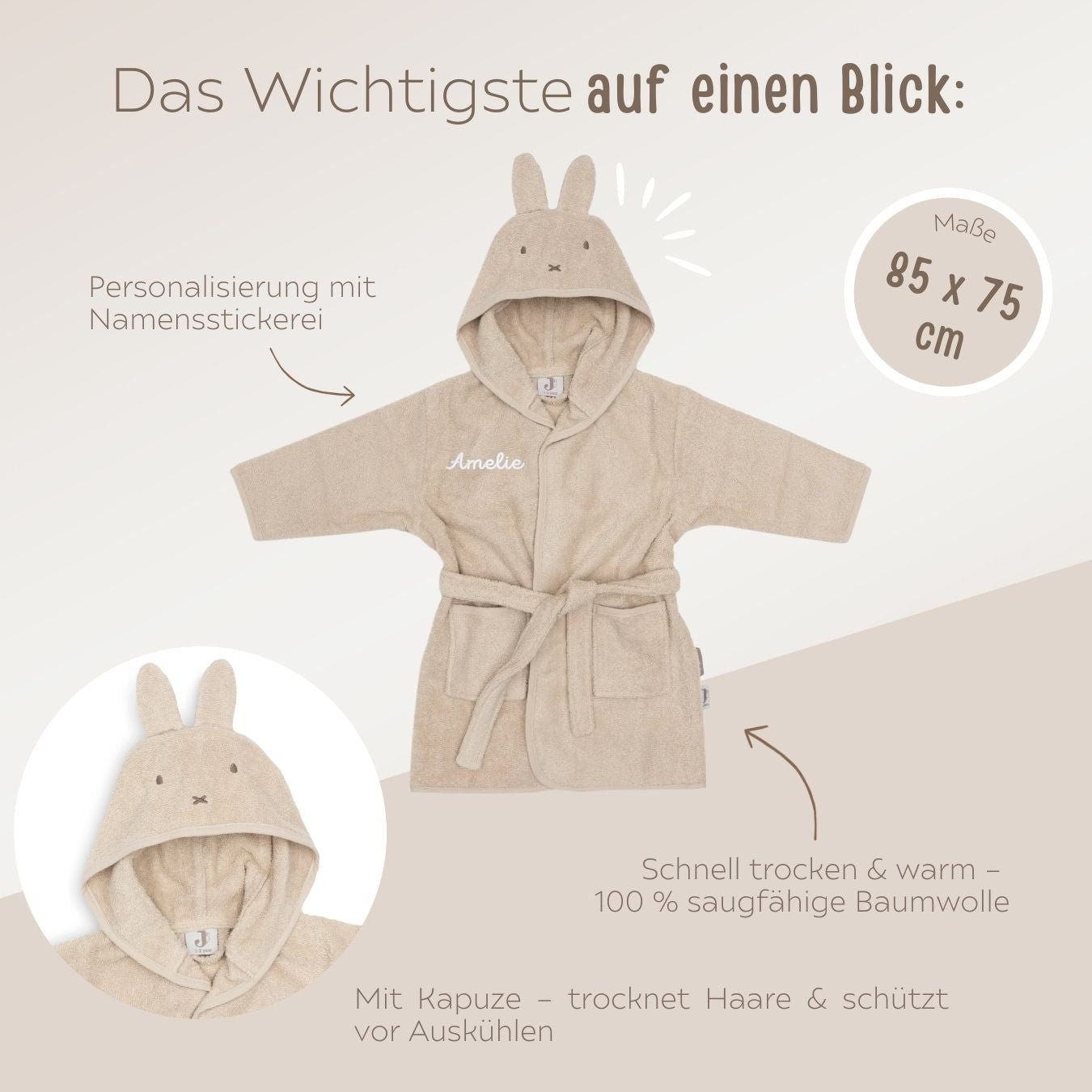 JOLLEIN Bademantel Miffy personalisierbar - wunderwunsch