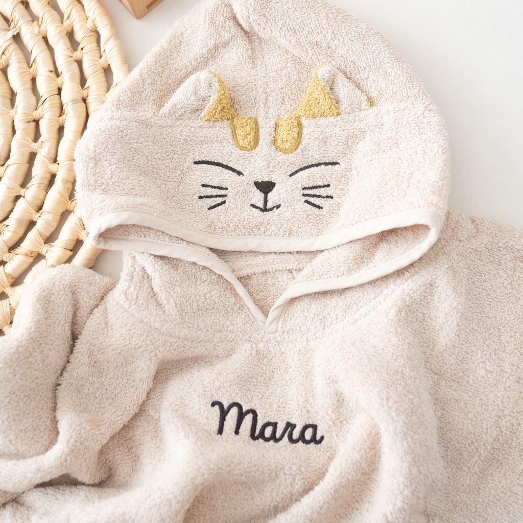 JOLLEIN Badeponcho Katze oder Hund personalisierbar - wunderwunsch