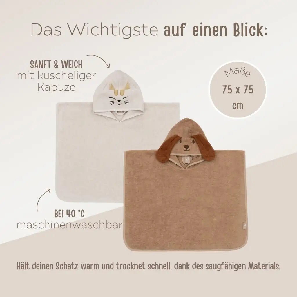 JOLLEIN Badeponcho Katze oder Hund personalisierbar - wunderwunsch