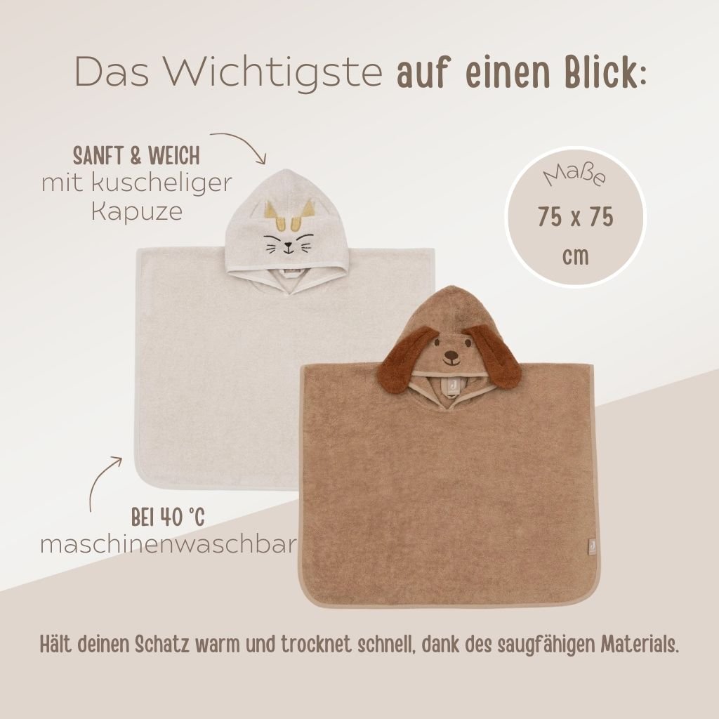 JOLLEIN Badeponcho Katze oder Hund personalisierbar - wunderwunsch