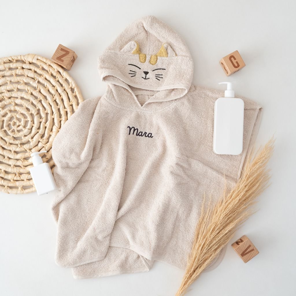 JOLLEIN Badeponcho Katze oder Hund personalisierbar - wunderwunsch