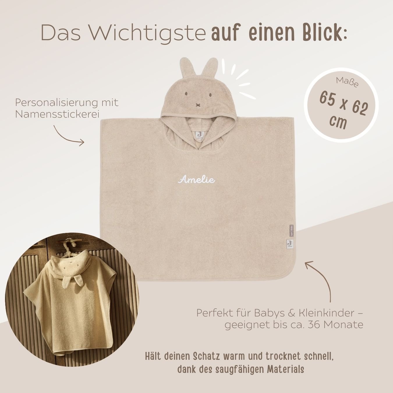 JOLLEIN Badeponcho Miffy personalisierbar - wunderwunsch
