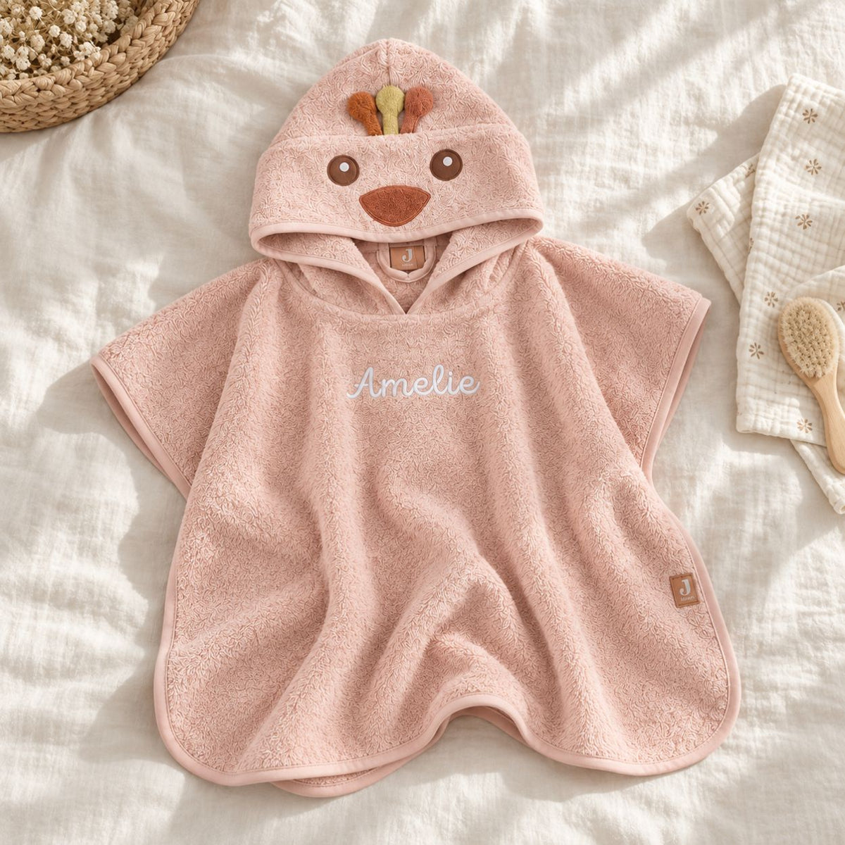 JOLLEIN Badeponcho personalisiert - Hippo oder Strauß - wunderwunsch