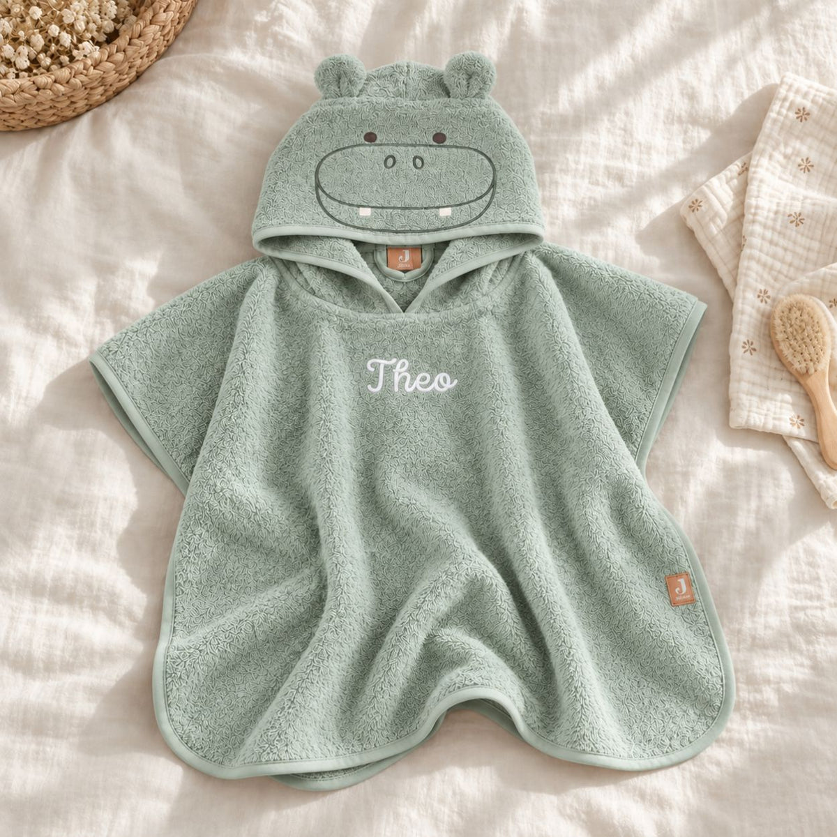 JOLLEIN Badeponcho personalisiert - Hippo oder Strauß - wunderwunsch