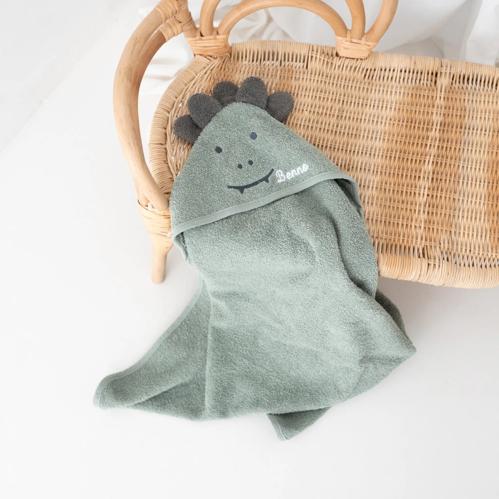 JOLLEIN Dino oder Bär Baby Kapuzenhandtuch Frottee personalisierbar - wunderwunsch