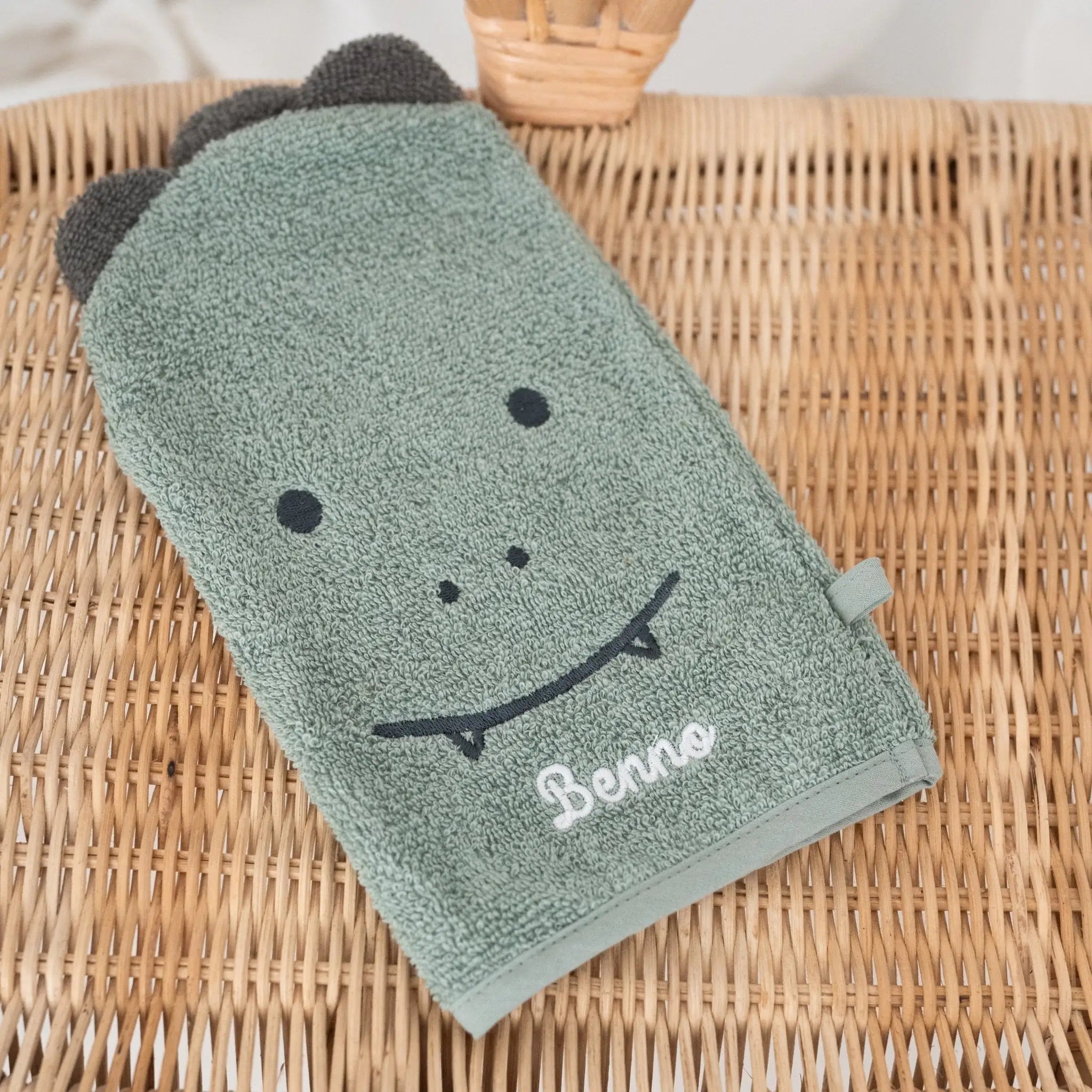 JOLLEIN Dino oder Bär Baby Waschhandschuh Frottee - wunderwunsch