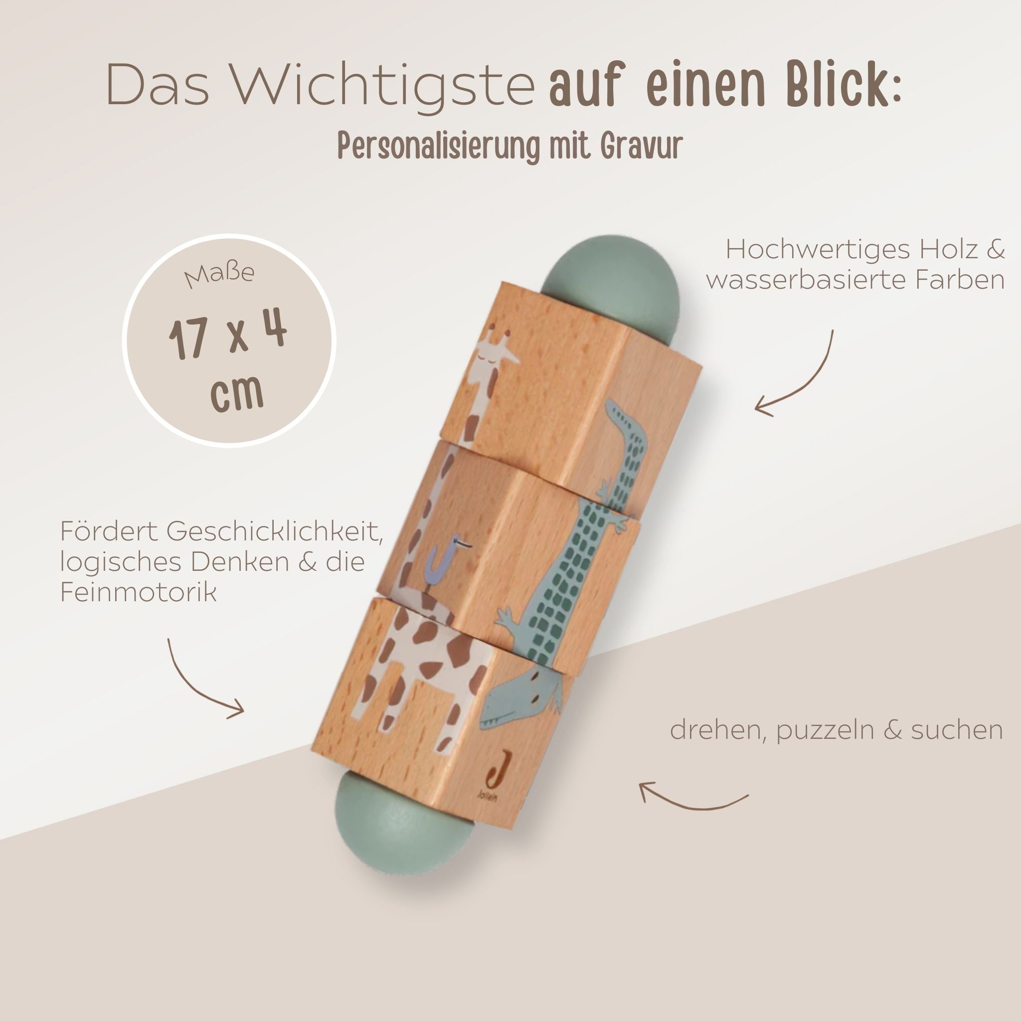 JOLLEIN Drehpuzzle Dschungel personalisiert - wunderwunsch