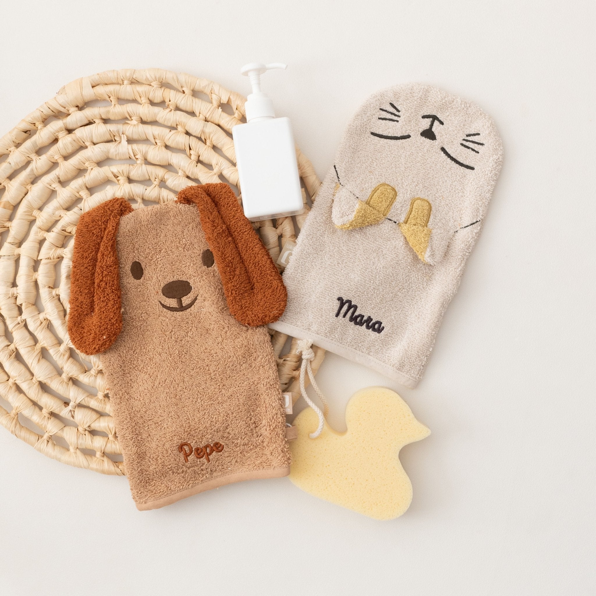 JOLLEIN Hund oder Katze Baby Waschhandschuh Frottee - wunderwunsch