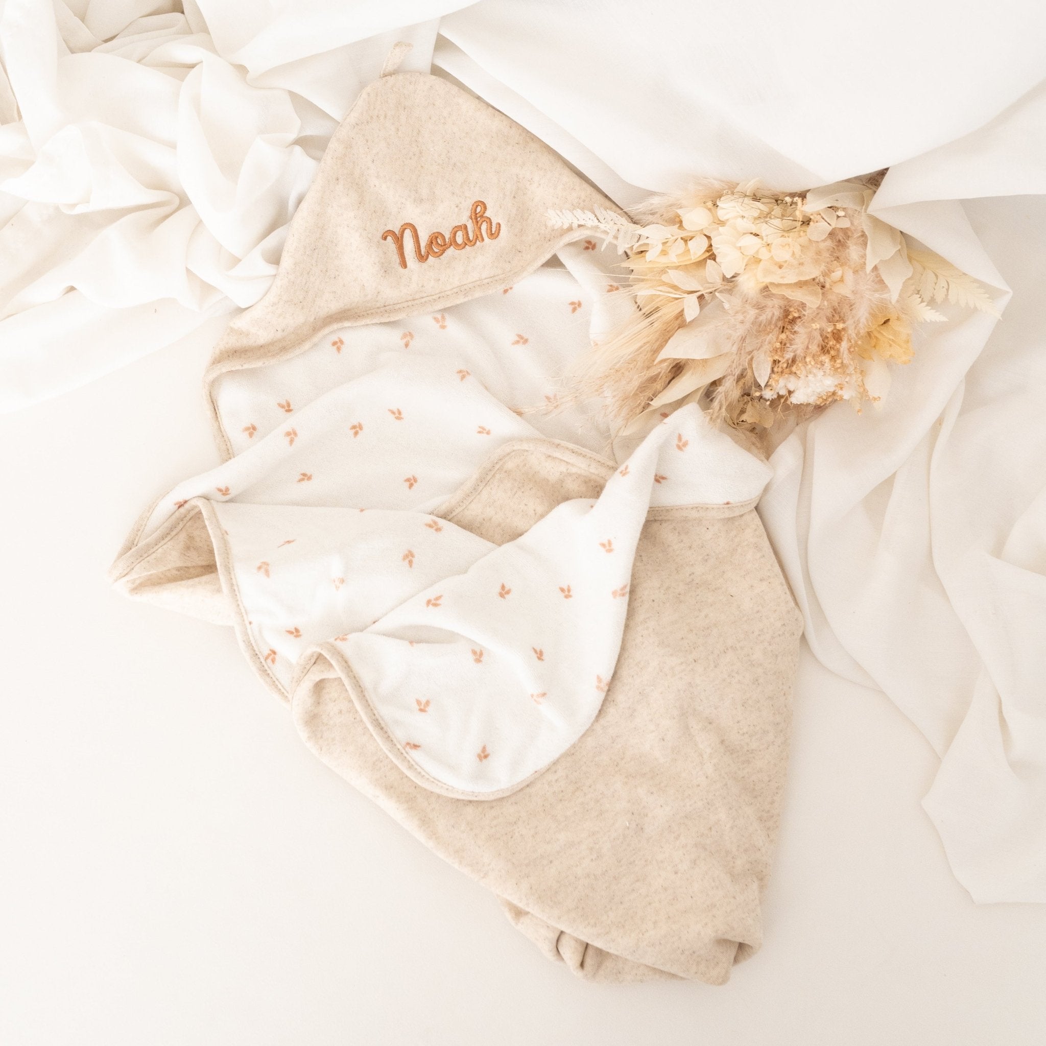 JOLLEIN Kapuzenbadetuch und Schmusetuch "Harvest" personalisiert - wunderwunsch