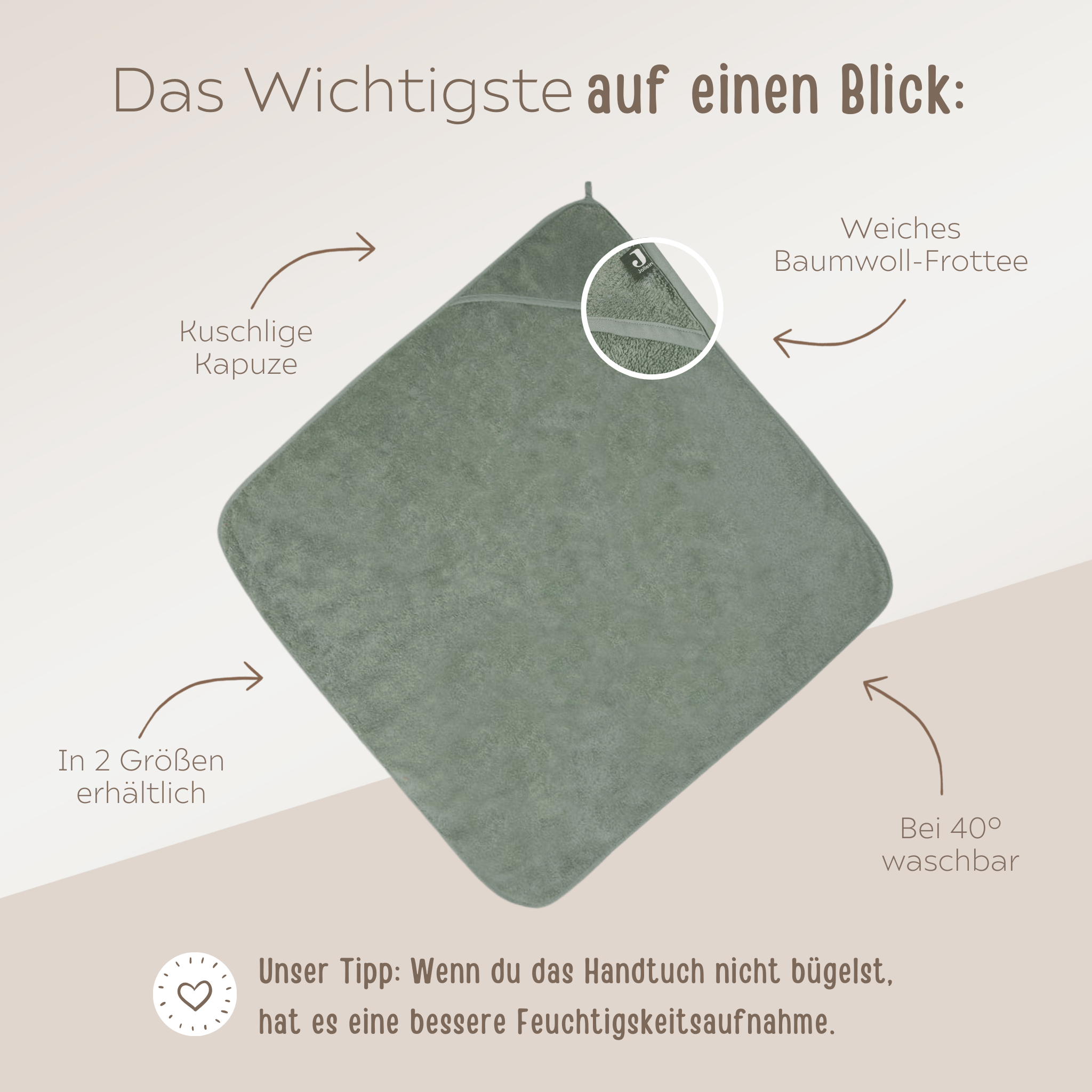 JOLLEIN Kapuzenhandtuch Frottee - wunderwunsch