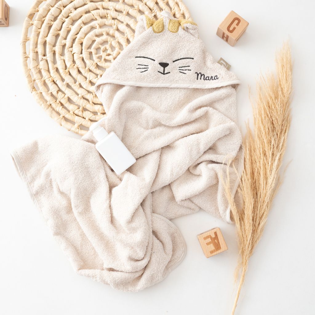 JOLLEIN Kapuzenhandtuch Katze oder Hund personalisierbar - wunderwunsch