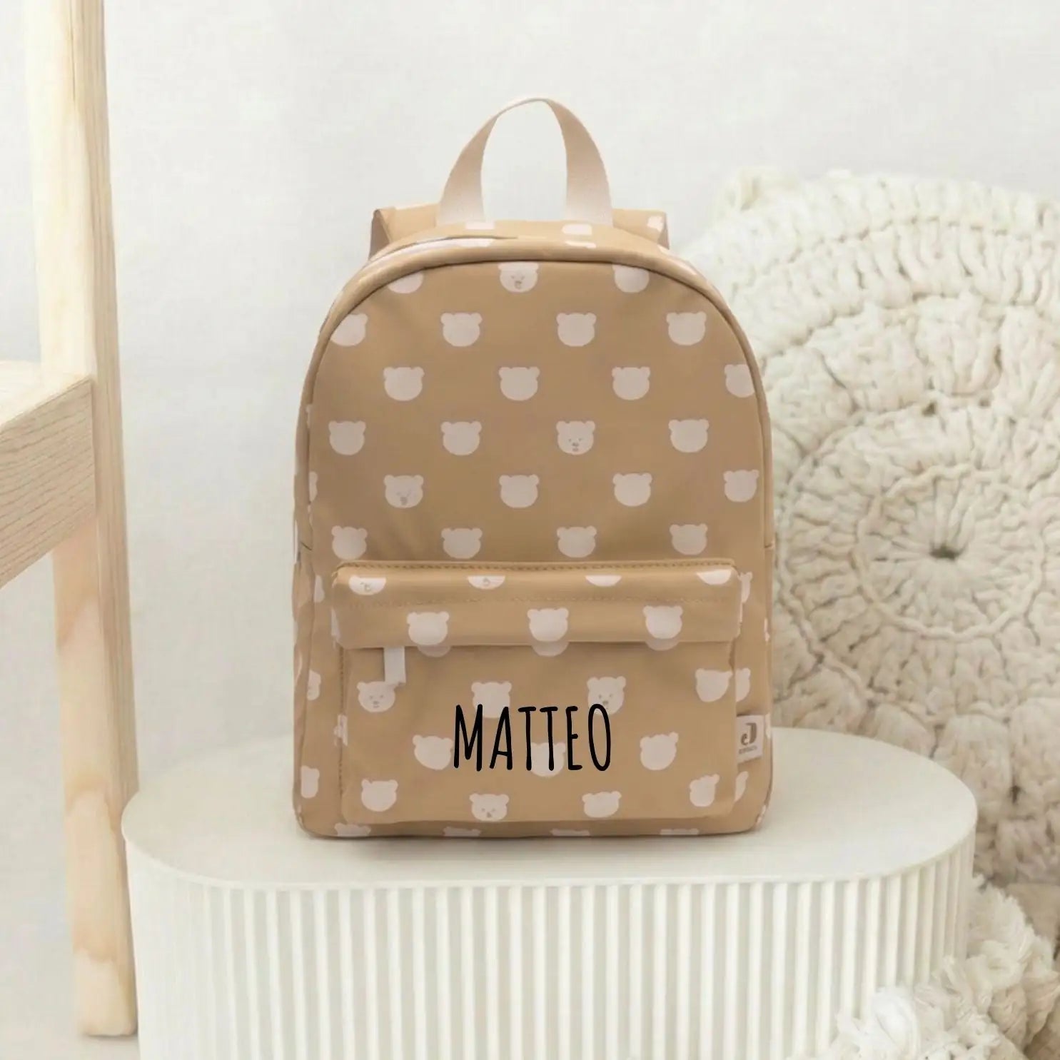 JOLLEIN Kinder Rucksack Bär Print personalisierbar - wunderwunsch
